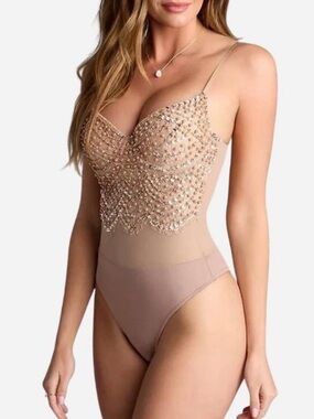 Windsor Beaded Blush Pink Embellished Bodysuit